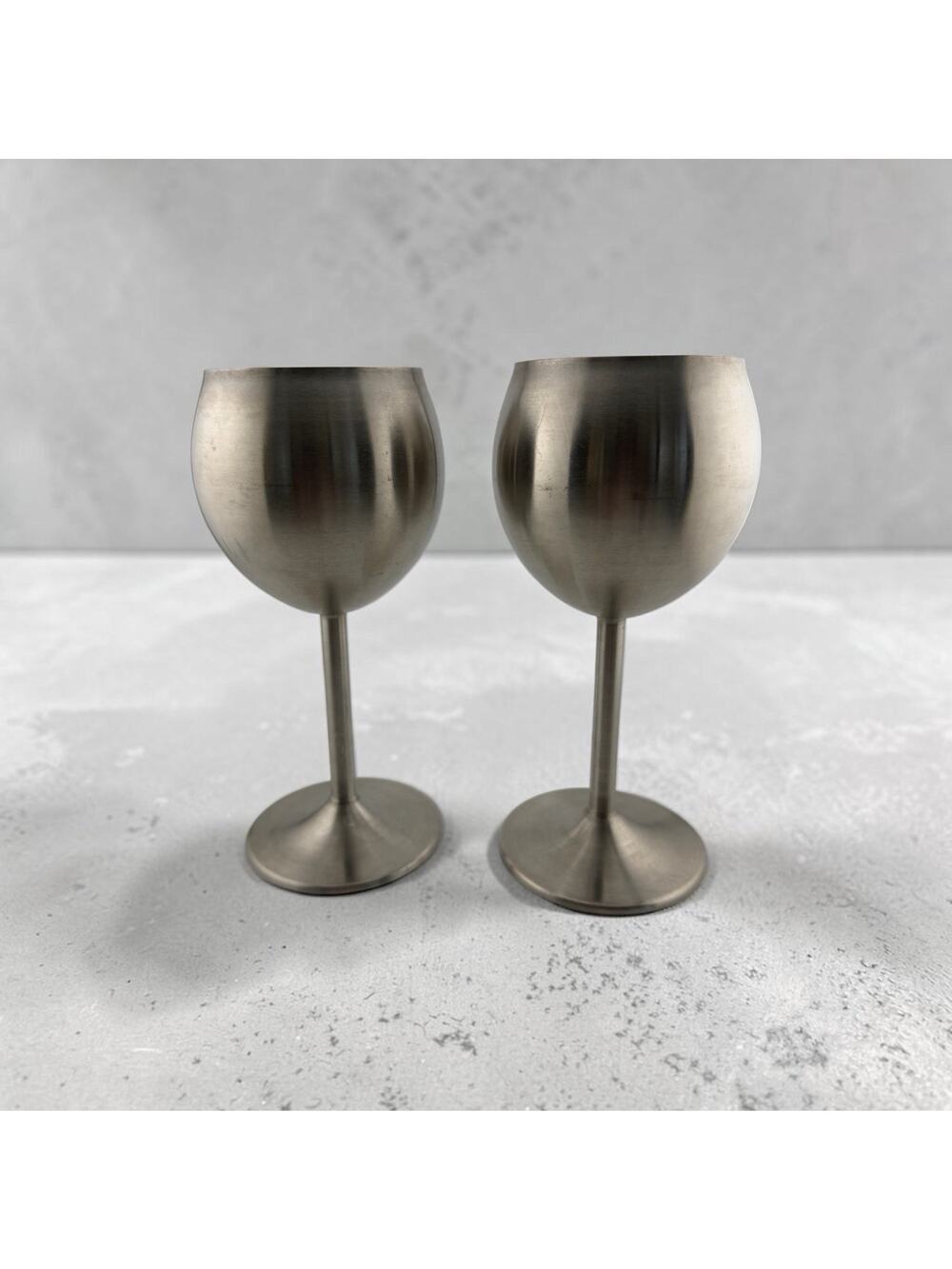 RSVP Endurance Stainless Steel Wine Glasses, Set of 2, 8 oz capacity 18/8